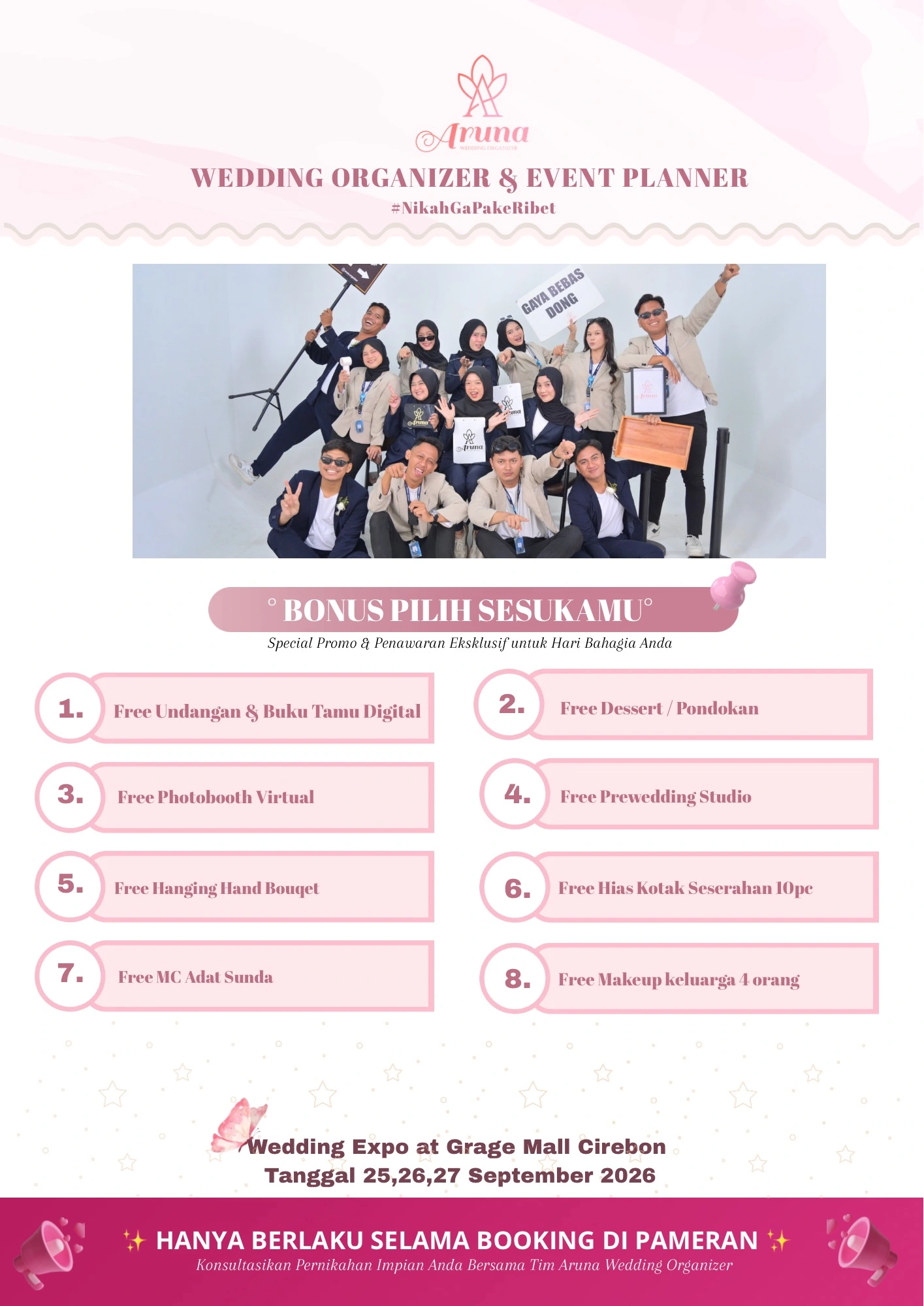 Bonus pilihan wedding package Aruna